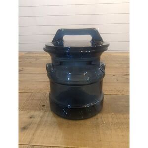 Vintage Cobalt Blue L.E Smith Cannister 6 Inch Tall With Lid.